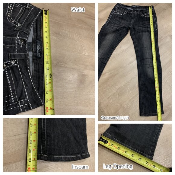 Cello Women's Size 11 Jeans Black Charcoal Embellished Rhinestone Boot Cut Y2K - Picture 6 of 6